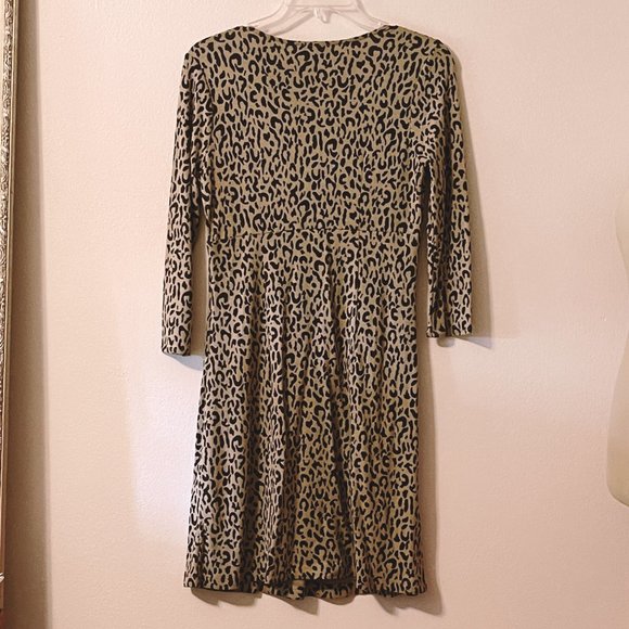 New Ann Taylor Loft Petites 6P Leopard Animal Print Stretch Knit Dress - Picture 2 of 5